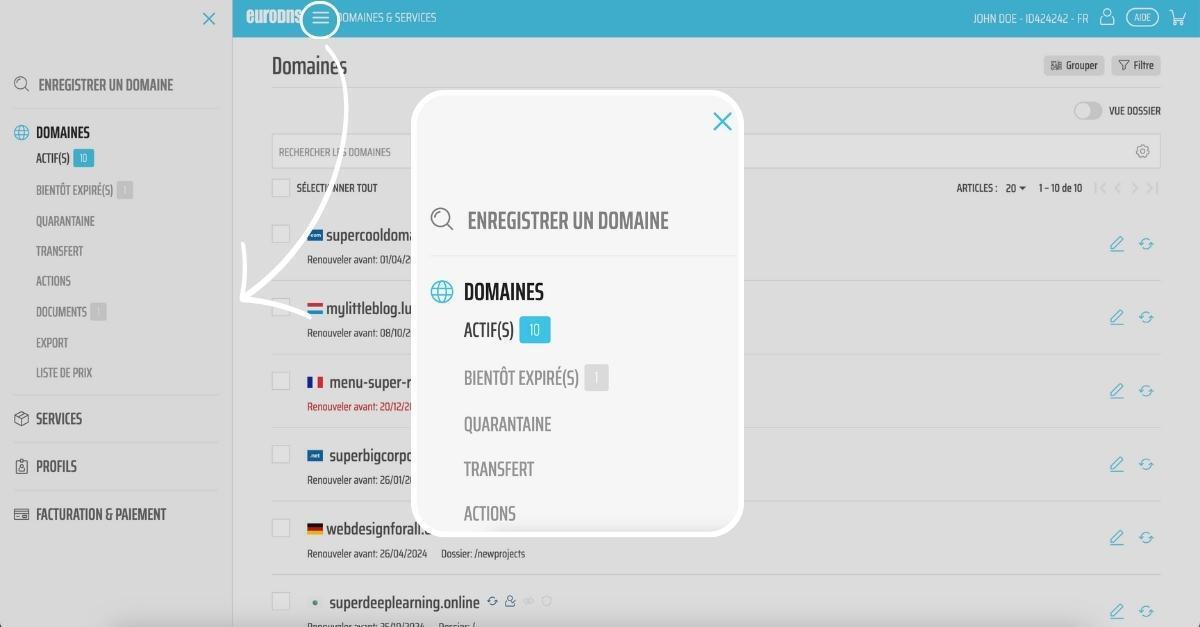 Cosmos – Accéder à la section Gestion de produits