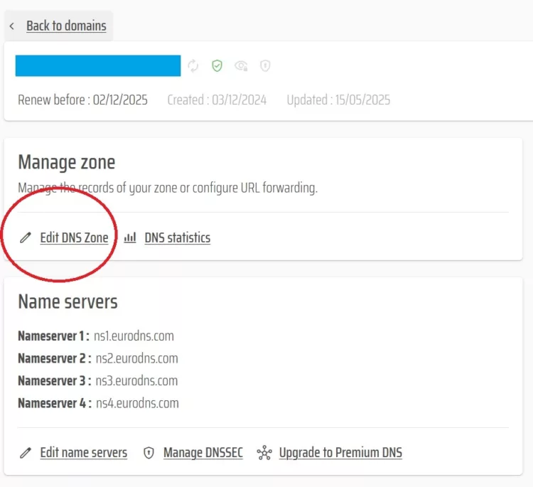 DNS Record Editing in MyEuroDNS