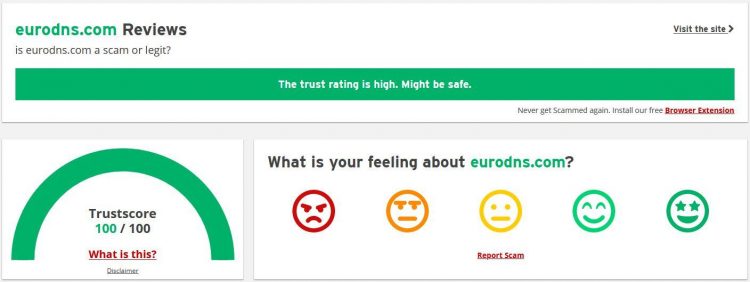 EuroDNS trustscore