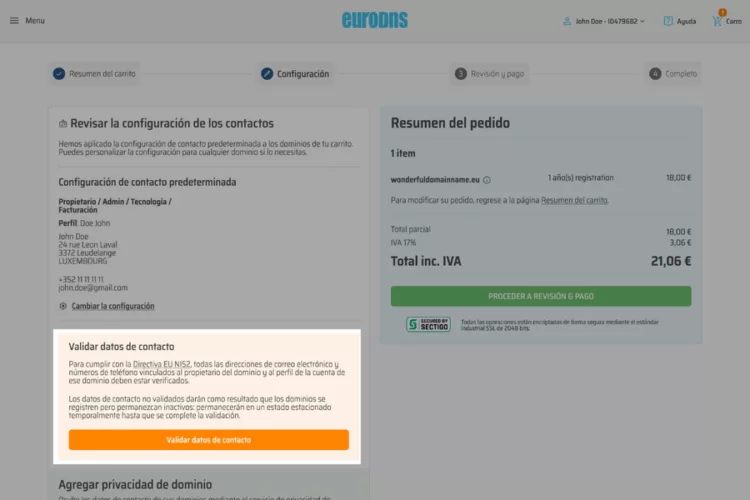 pedirá completar la verificación durante el proceso de registro