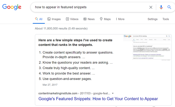 Example of features snippet - Google Example of features snippet - Google