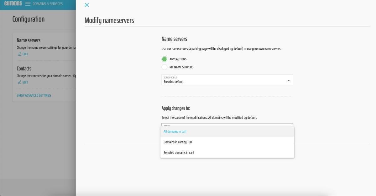 Order - Nameservers Configuration