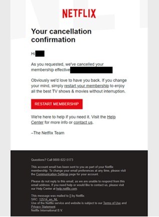 Cancellation confirmation